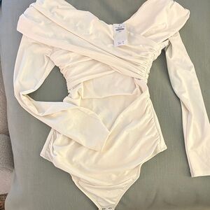 Abercrombie Cream Off-Shoulder Bodysuit